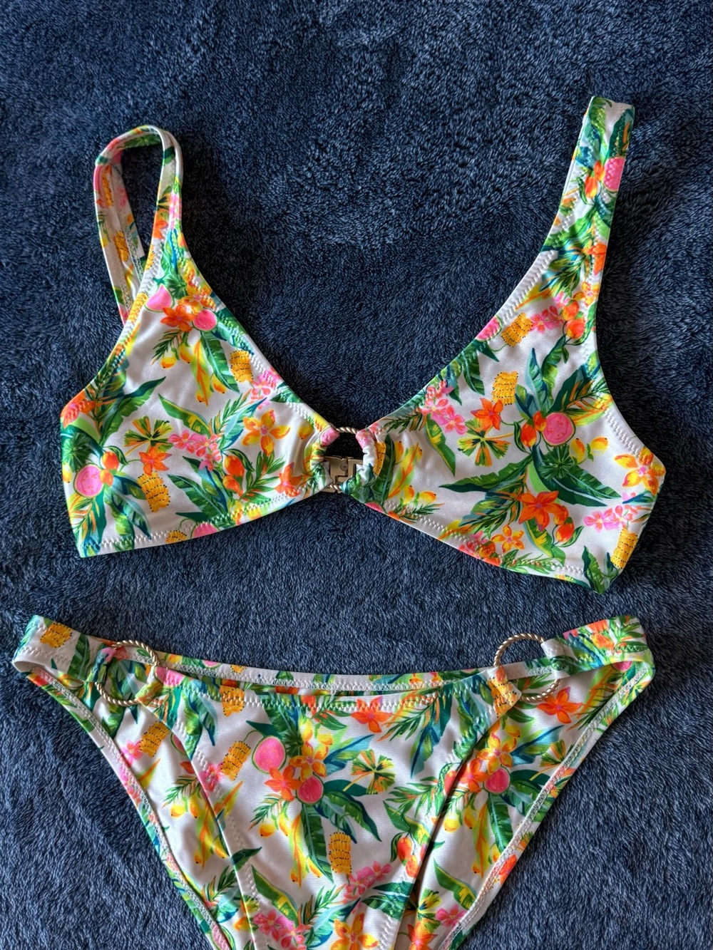 New W/O Tags Kulani Kinis Golden Hour Contour Crop Bikini Top & Ring Bottoms👙🌴🌸🍌